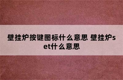 壁挂炉按键图标什么意思 壁挂炉set什么意思